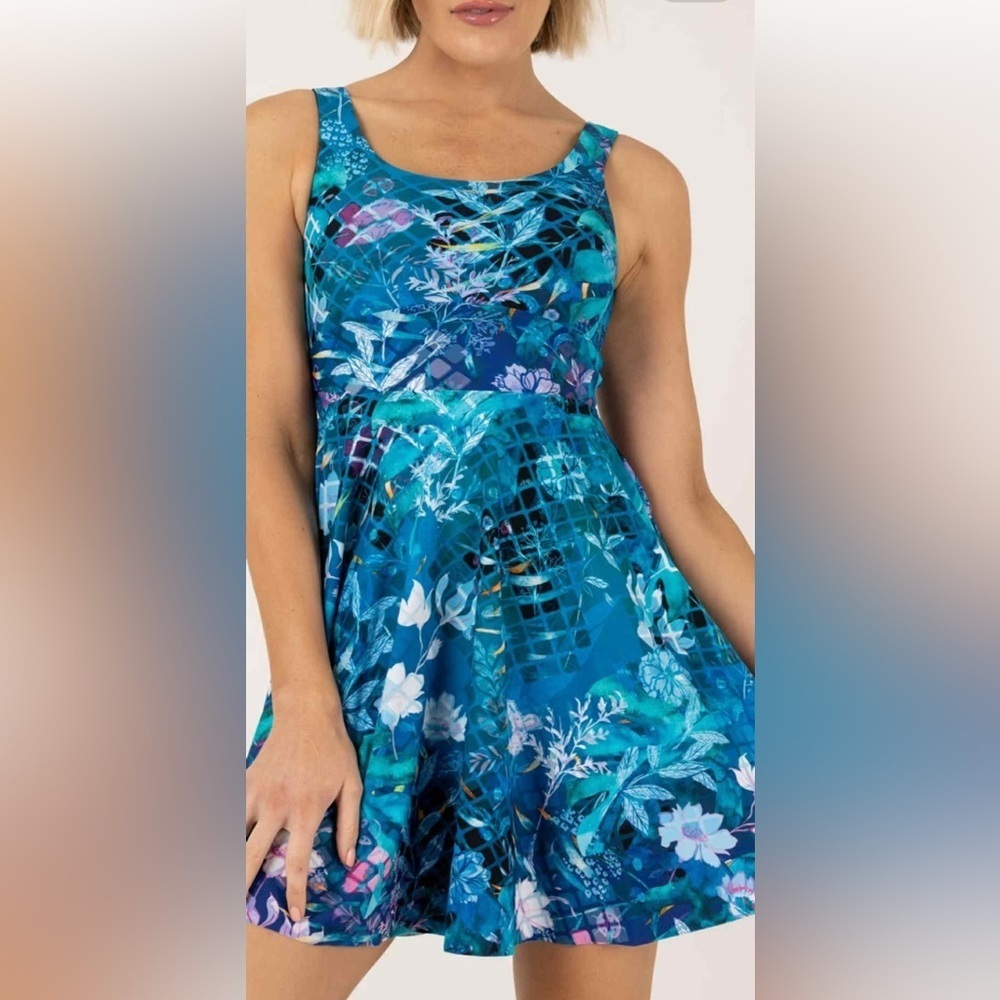 ExoticAthletica Scoop Neck Mini Dress in Mermaid Mafia Size Small